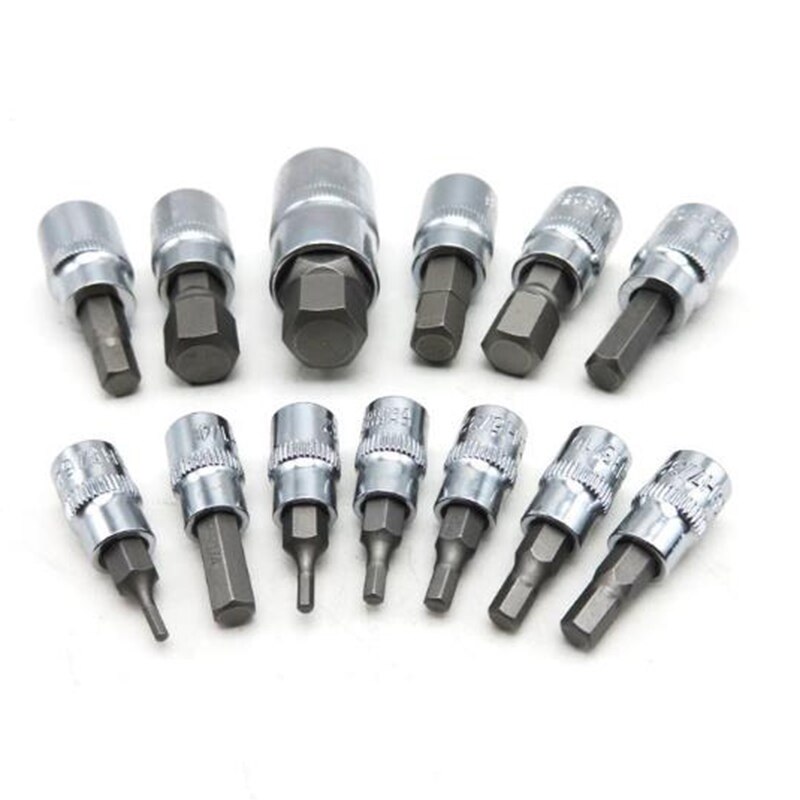 13pcs/Set Impact Tamper Proof Torx Star Bit SleeveHead Machine Motor Socket Set Wrench Set 1/4 3/8 1/2 Drive Metric
