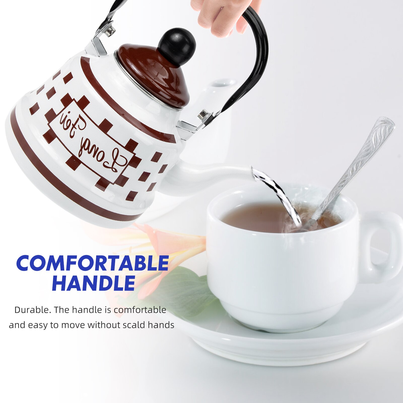 Cafetera de acero esmaltado, hervidor de agua de calefacción, práctico