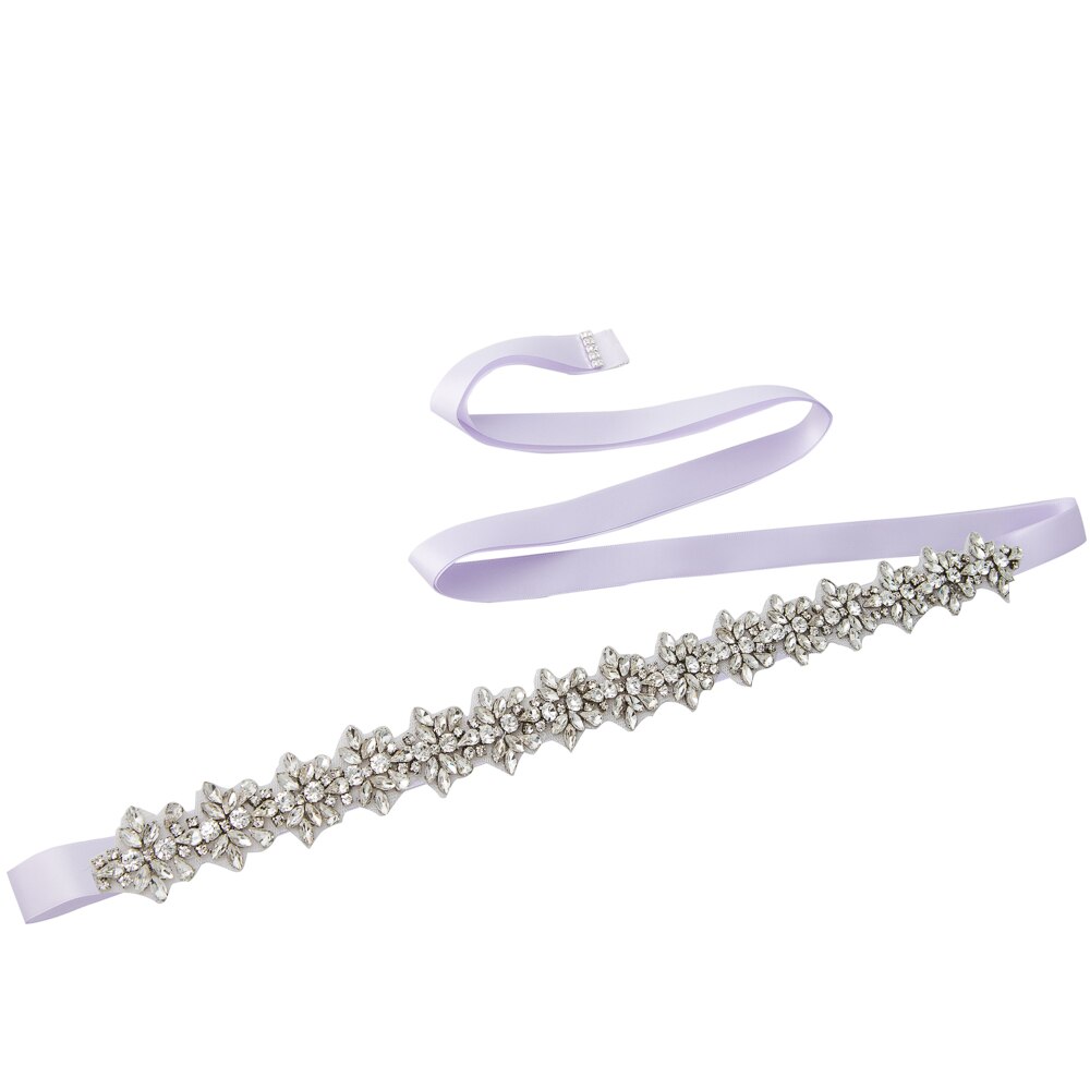 Trixy S269-S Bruiloft Riemen Zilveren Diamanten Riem Verbazingwekkende Crystal Rhinestone Riem Glanzend Bruids Riem Bruiloft Sjerpen Jeweled Riem: lavender