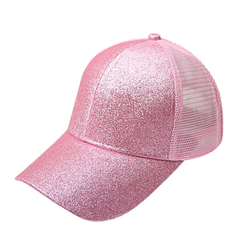 Liquidazione berretto da Baseball uomo donna Glitter coda di cavallo Snapback Casquette estiva regolabile Sunhat Mesh Trucker Hat Gorras Outdoor: Glitter pink