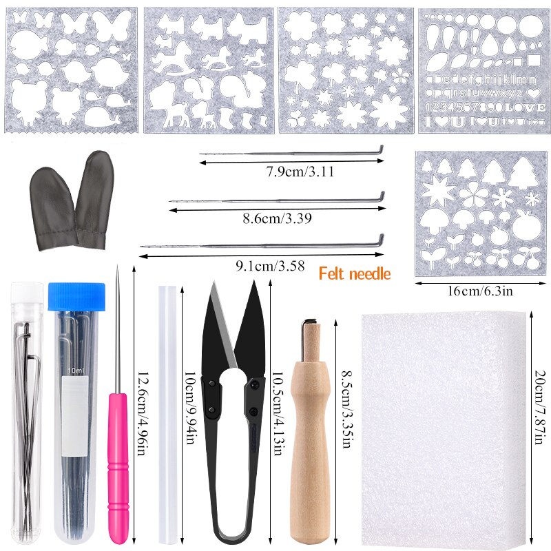 Fenrry DIY Felting Tools Handmade Felt Kit with Needle Craft Kit Scissor Awl Wool Felting Weaving Needlework Spinning Tools