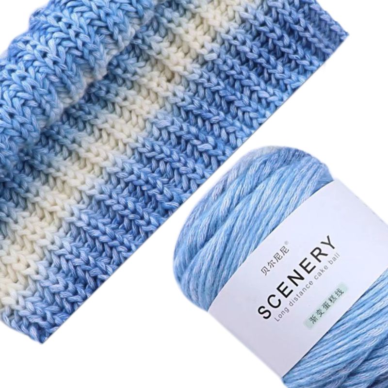 100g Hand Knitting Cake Yarn Gradient Ombre Colorful Crochet Woven DIY Thread: 6EE703462-C