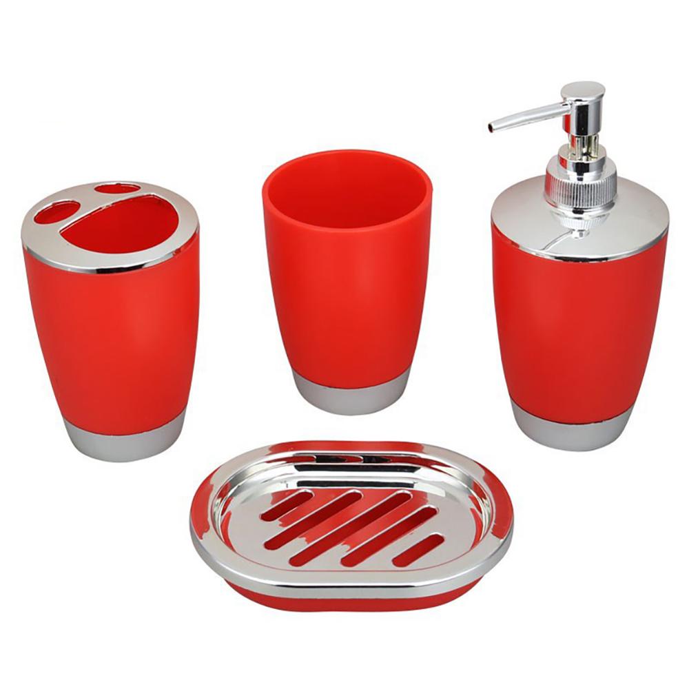 4Pcs/Set Bathroom Suit Set Bathing Accessories Goods Includes Soap Box Cup Toothbrush Holder Soap Dispenser Soap Dish Set