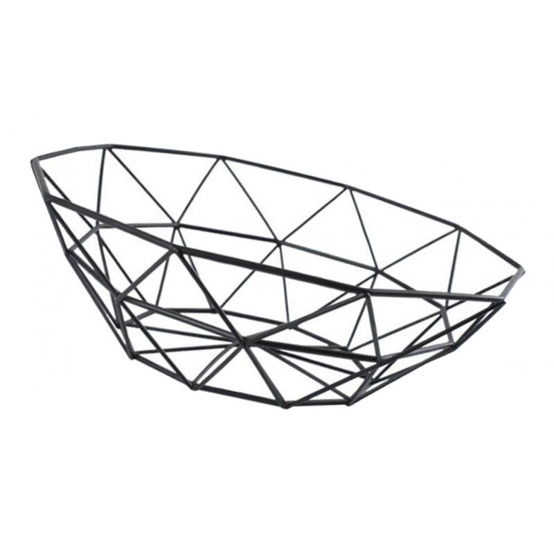 Large Black Geometric Metal Wire Decorative Fruit Storage Basket Table Fruit Bowl for Kitchen Countertop