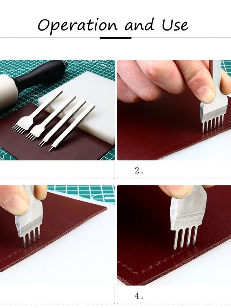 6MM Spacing Punch Tool For Leather Hole Punches Tool Lacing Stitching Sewing DIY Leather Craft Tools 1/2/4/6 Prong