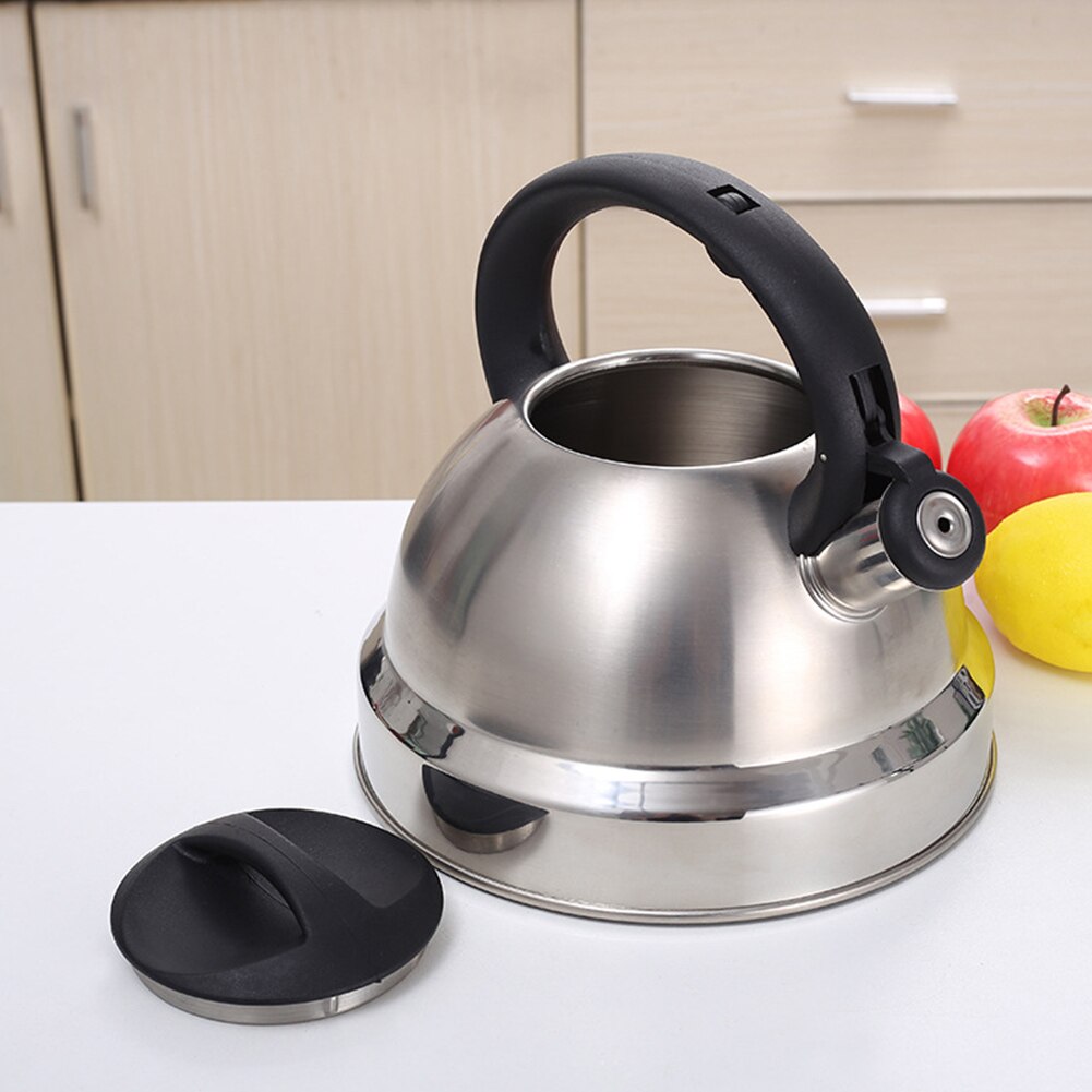 3L Teapot Rustproof Large Capacity Ergonomic Handle Whistling Tea Kettle Stainless Steel With Push Button Stovetop Anti Scald