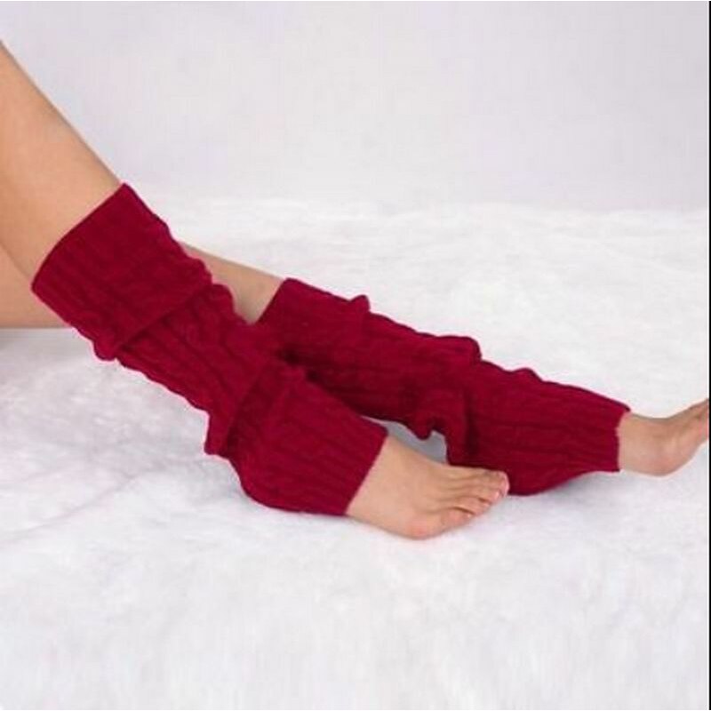 Winter Women Warm Knitted Leg Warmers High Knee Leg Warmers Crochet Leg Warmers Casual Pure Color Leg Warmers