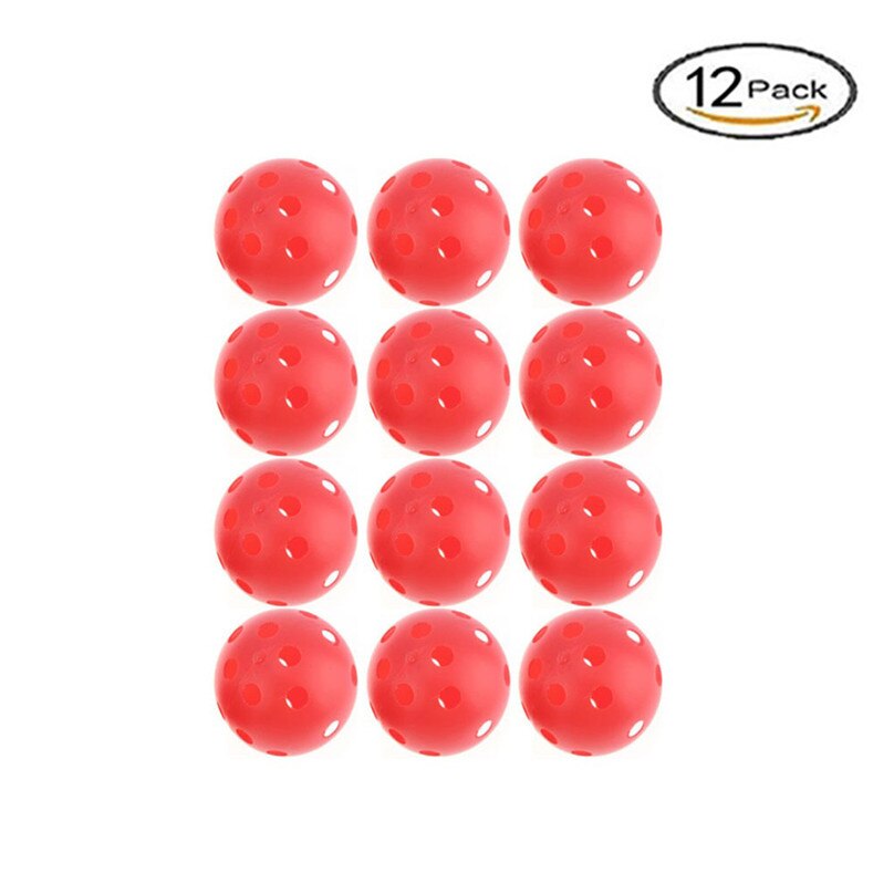 12 stk hullball poly plast baseball treningstrening for å slå batting hit bay golf treningsball  #4 a 13: Rød