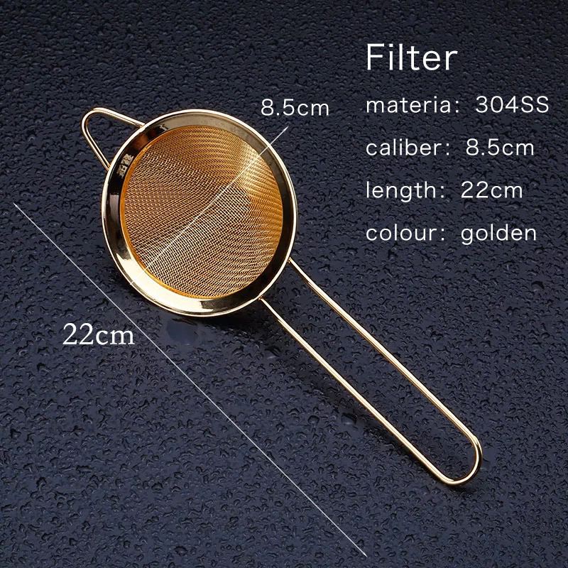 Bar Seele Doppel Deck Wein Filter Cocktail Sieb Edelstahl Sieb Filter Obst Abschaum Professionelle Barmann Werkzeuge: golden