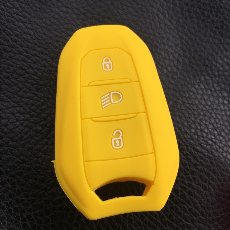 ZAD silicone rubber car key fob case cover holder shell for Peugeot 308 508 3008 4008 5008 for Citroen smart remote key: Yellow