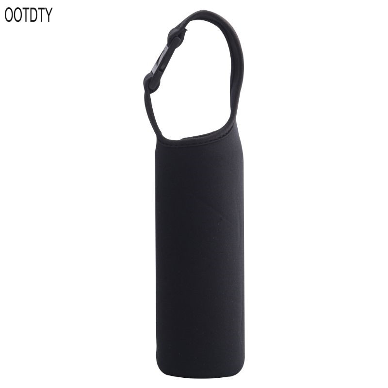 Funda con aislamiento térmico para botella de agua, funda aislante portátil, bolsa de transporte al aire libre con hebilla a presión para 500ML de diámetro, 6-8cm: Negro