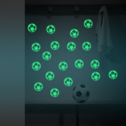 12 kpl 3d jalkapallo hohtava pimeässä valaiseva fluoresoiva vinyyli seinätarrat kodin sisustustarrat: Default Title