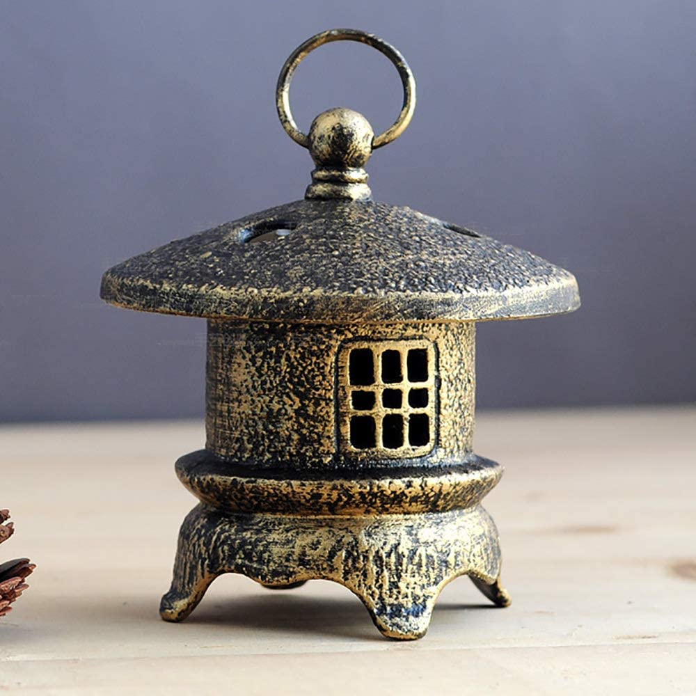 Lanterne Vintage en forme de pagode en fonte, porte-bougie, luminaire décoratif d&#39;intérieur, idéal pour un jardin: Round