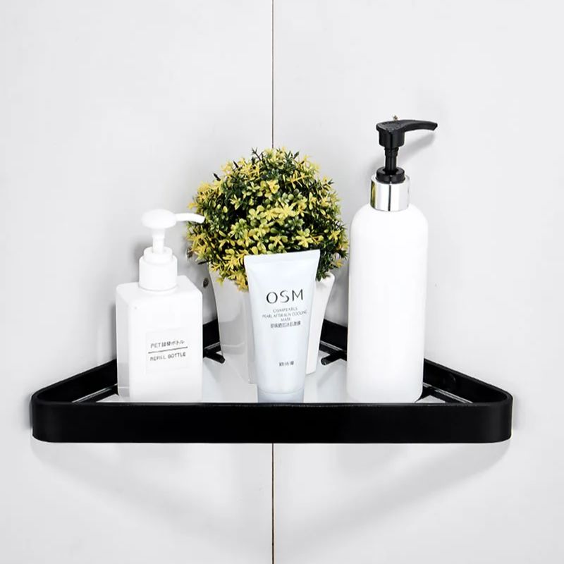 Black Bathroom Corner Rack 25-45cm Wall-mounted Ba... – Grandado