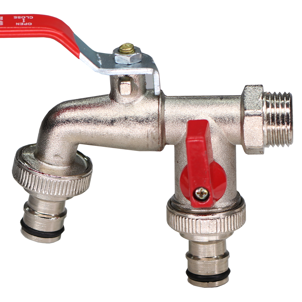 Brass Tap Joint 1/2'' IBC Water Tank Connector 2-Way 1-Way Garden Hose Irrigation Faucet Adapter Replacement Fitting Ball Valve