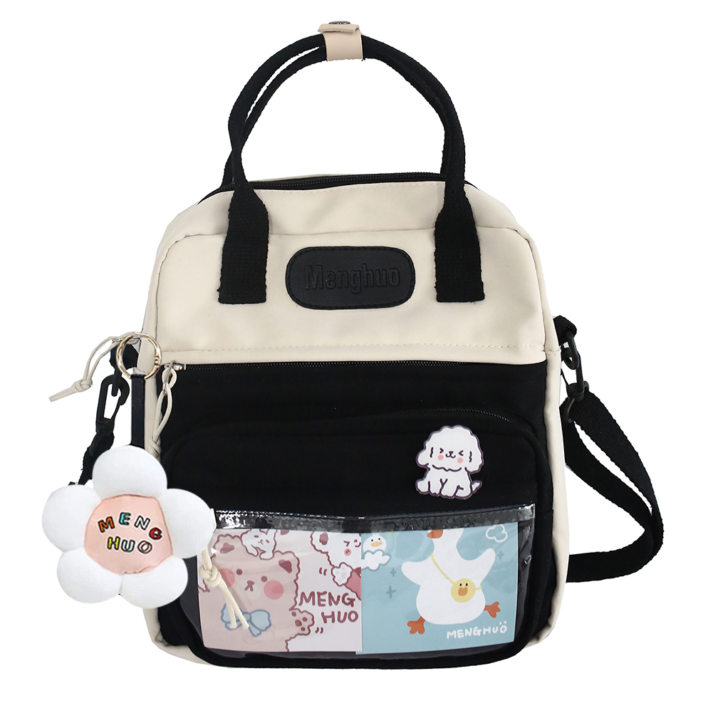 Casual Fashion Plecak Kawaii z szpilkami Kawaii i akcesoriami Torba na ramię do podróży Zakupy Szkoła studencka na prezent na świeżym powietrzu: Black
