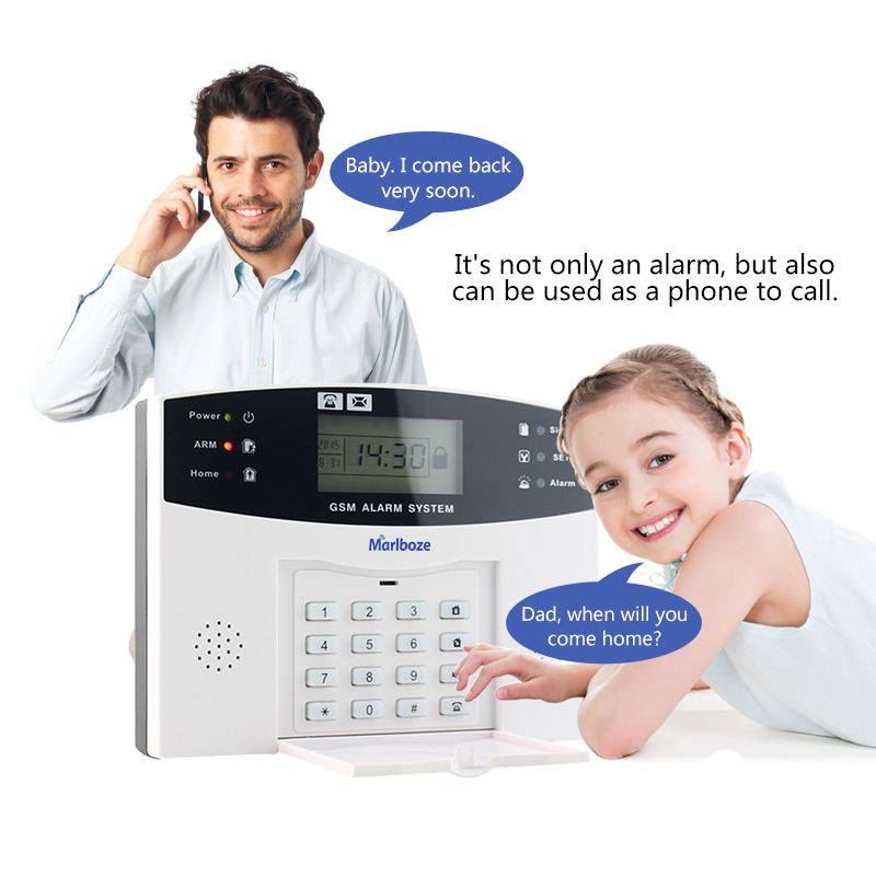 Remote Control Voice Prompt Wireless door sensor Home Security GSM Alarm systems LCD Display Wired Siren Kit SIM SMS Alarm
