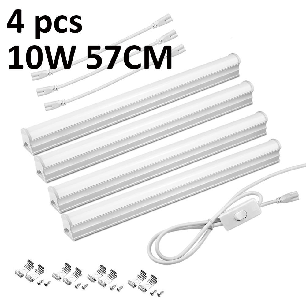 Lights For Kitchen AC 220V LED Bar light Lamp With EU Plug Switch Closet backlight 29cm 57cm led cocina cabinet lighting 6W 10W: 4 PCS 10W / White