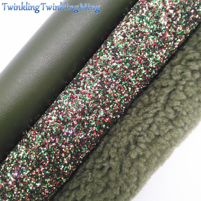 Groene Glitter Stof, Immitatie Geit Bont Stof, synthetisch Leer Stof Lakens Voor Boog A4 8 "X 11" Twinkling Ming XM351