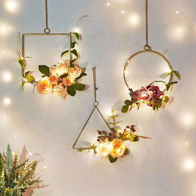 DIY Kranz Blume Ring Gestell Für Heimat Tür Party Ornament Gold Metall Traum Fänger Ring Hochzeit Blumen Haken Hängen Dekoration