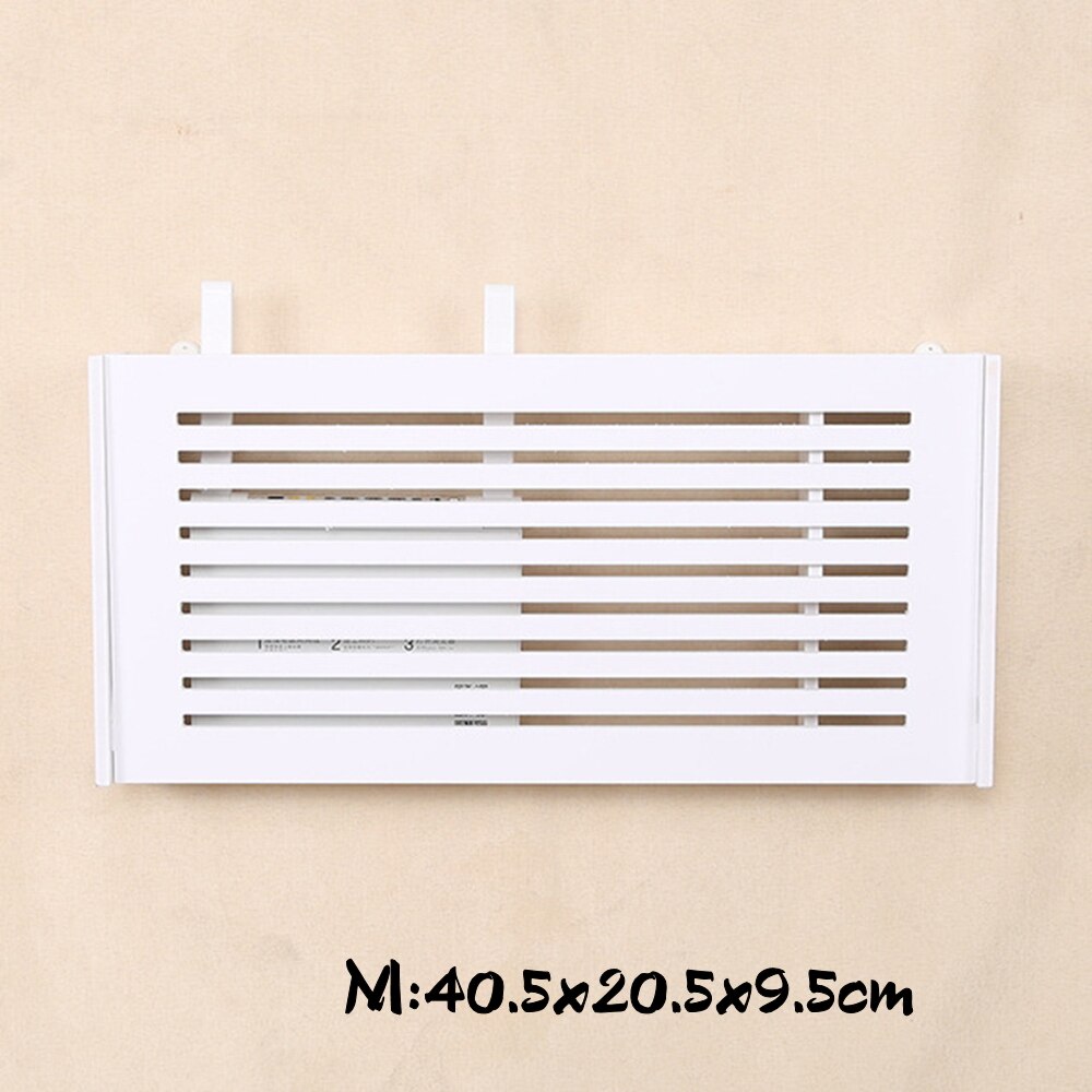 Wifi Router Shelf Wall mount Storage Boxes Cable Power Wire Bracket Storage Box Wood-Plastic Wall Shelf Hanging Plug Bracket Box: M