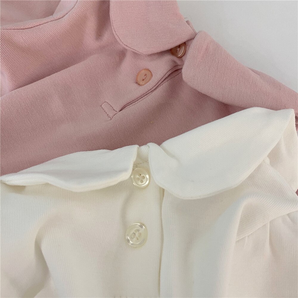 Autumn Newborn Baby Girl White/Pink T Shirts Infant Kids Long Sleeve Cotton Solid Blouses Tops Tee Shirts Toddler Babies Clothes