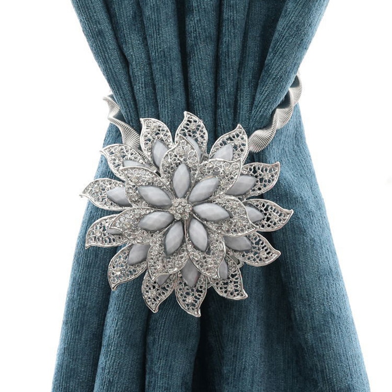 Bloemvormige magneetgordijn tieback ringen lente strass staaldraad magnetische gordijngesp clips raamhouder accessoires