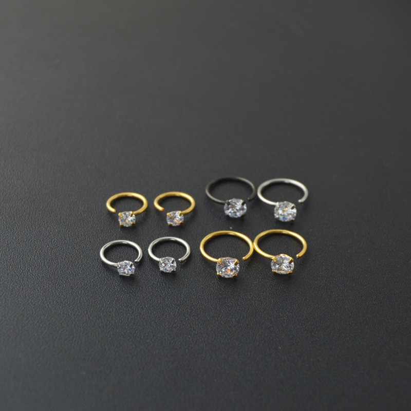 2 stuks roestvrij staal CZ piercing oorbel Stud oor bot kraakbeen Helix tragus Daith Conch Rook hoepel oorbel vrouwen ongebruikelijke ring