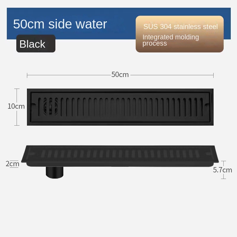 Zwart 20-80 cm verlengde afvoerputje badkamer toilet 304 roestvrij staal grote verplaatsing afvoerputje anti-geur en insectenbestendig: Blauw