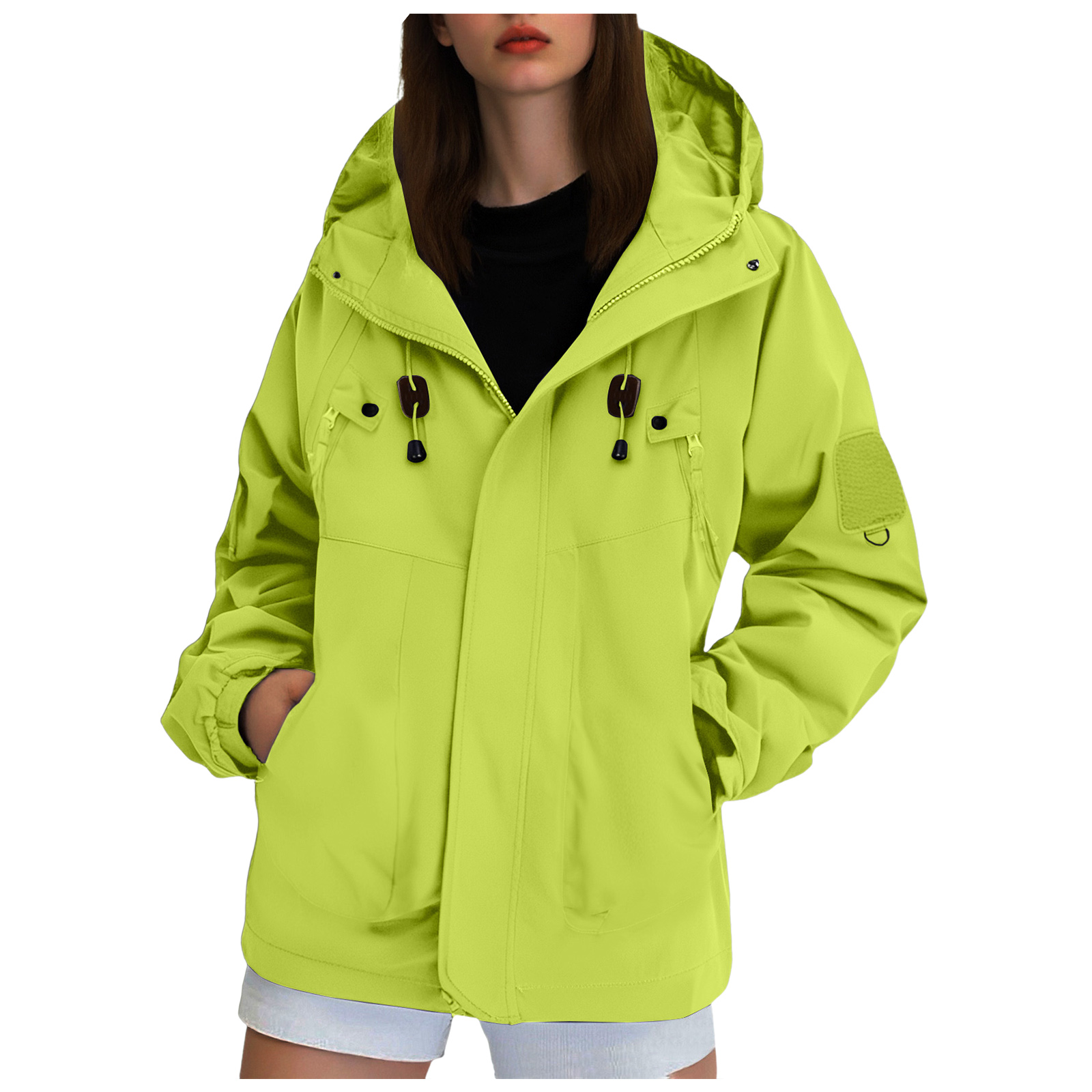 Autumn Hooded Jacket Women Outdoor Windbreaker Casual Waterproof Hiking Jacket Rain Coat Female Tops Outerwear
