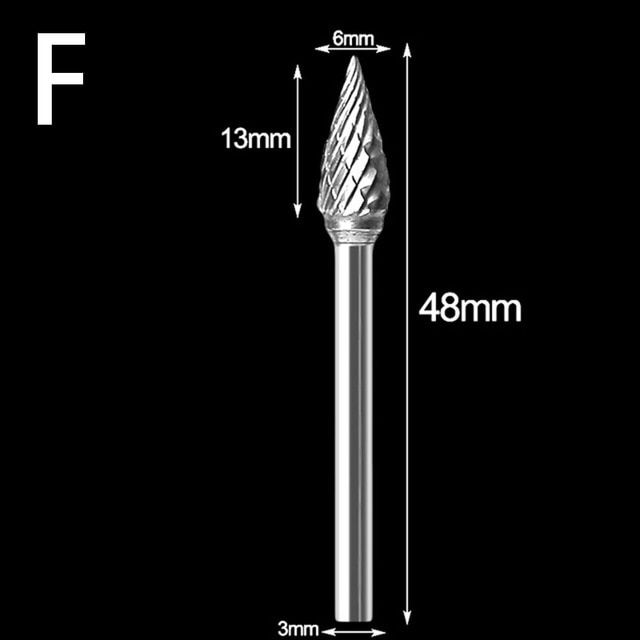 1 stk wolfram stål slibehoved wolfram carbid grater sæt mini bor diamant bor materiale wolfram dremel tilbehør: F