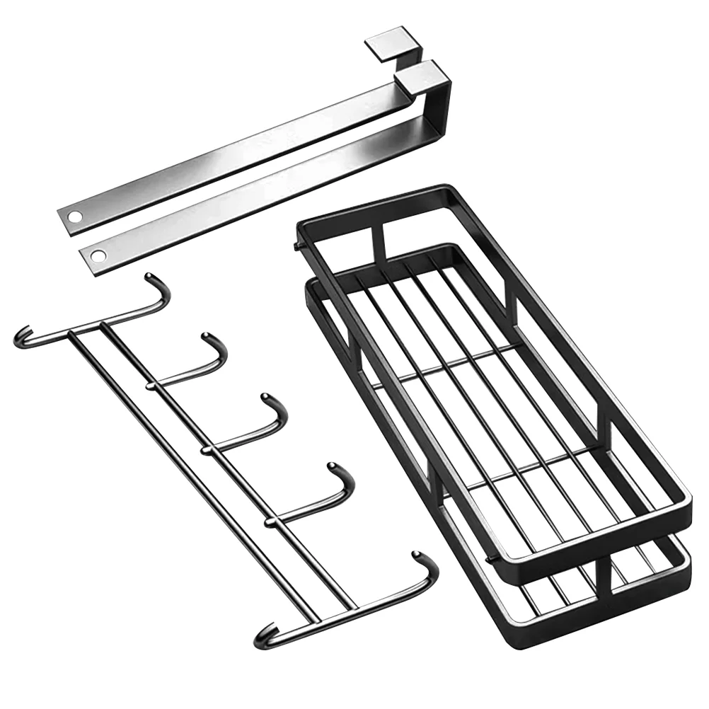 Over Deur Hangers Afneembare Installatie-Vrije Opslag Rack Multifunctionele Hoge Koolstofstalen Haak Grijze Kleding Plank Mand