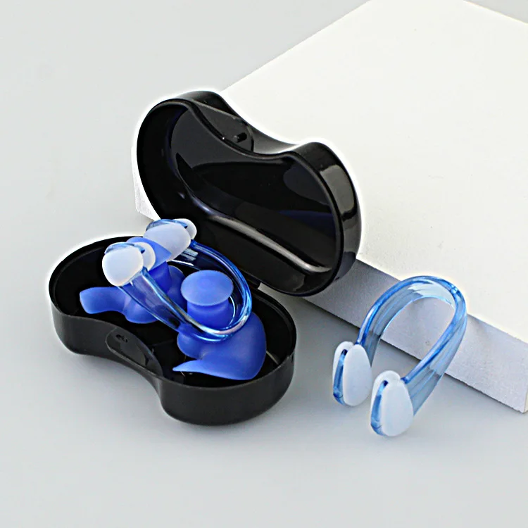 Zwemmen neusclip oordopje set siliconen milieuvriendelijke neusclip oordopjes kinderen volwassen beginners zwembenodigdheden: Blauw