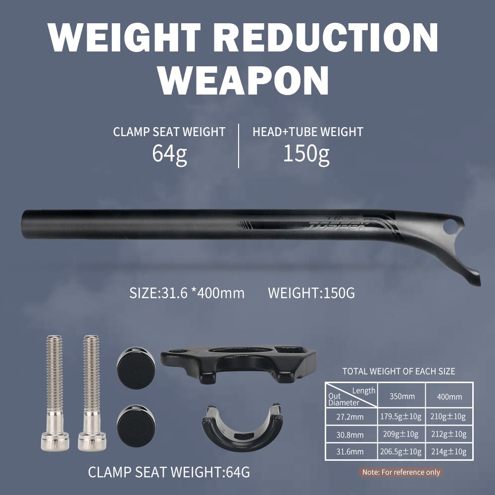 TOSEEK Full Carbon Fiber Seatpost Road Mountain Bike Black Matte seat post 27.2/30.8/31.6MM Seat Tube Bicycle Parts for Cycling