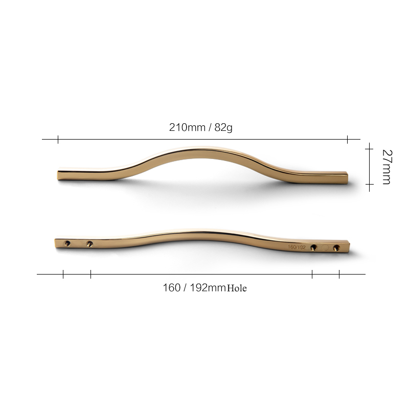 Line pattern / handle and Knobs European gold Handles Drawer Pulls Bathroom Pulls Kitchen Cabinet Door Handle Pull: 192mm-gold-1pc