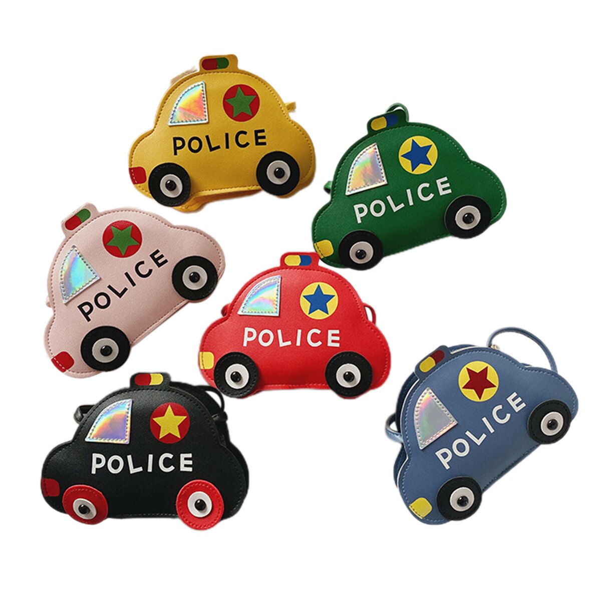 Focusnorm 6 farver børn tegneserie bil crossbody taske bil form skuldertaske til børn børn