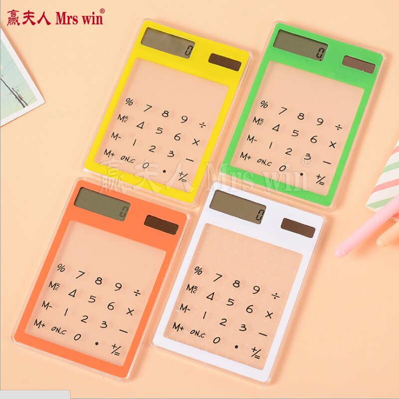 8 Digit Touch Screen Ultra slim Transparent Solar Stationery Clear Scientific Calculator use for Student School Office
