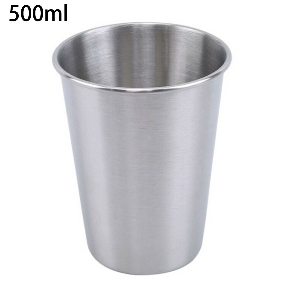 350ml/500ml Stainless Steel Cup Tumbler Pint Glasses Metal Drinking Mug Home Stainless Steel Cup: 500ml