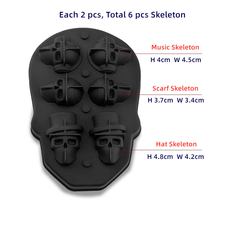 3d isbiter silikon hodeskalleform stor stor kule isbitbrettform formmaskin hode isbit hodeskalle