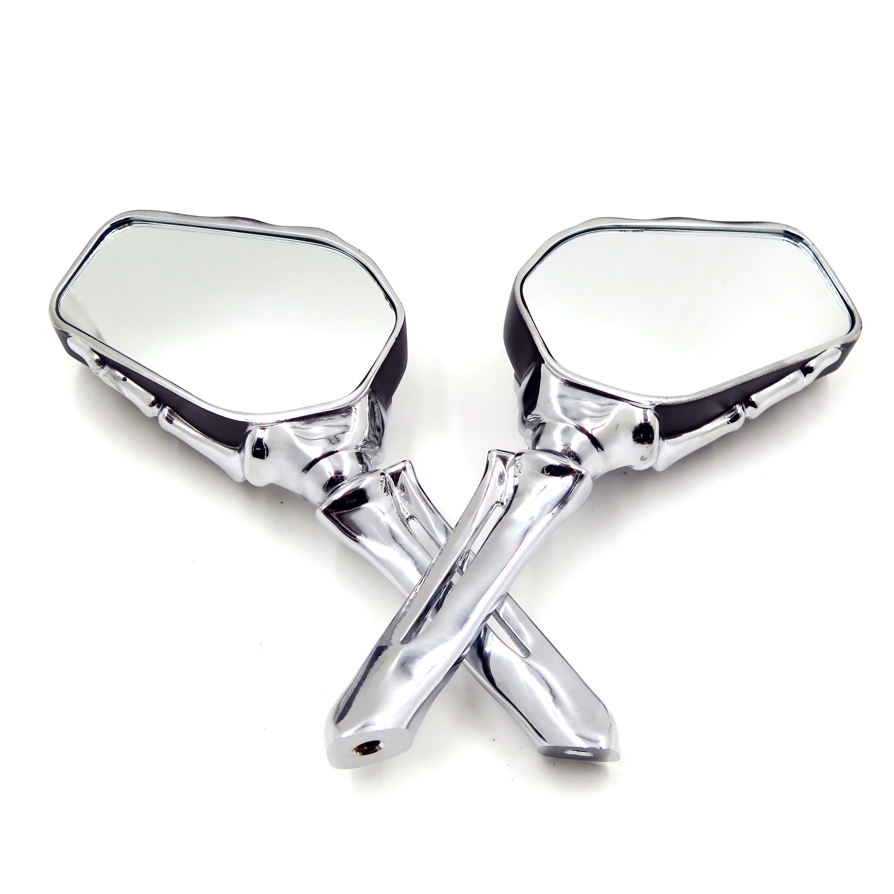 Pour moto Harley héritage Springer Sportster Dyna glisse Softail V tige CHROME Talon crâne miroir