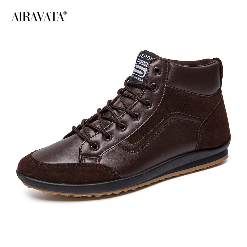 Trampki męskie buty do chodzenia oddychające wygodne PU mieszkania buty Outdoor Sports obuwie sznurowane: Brązowy / 45