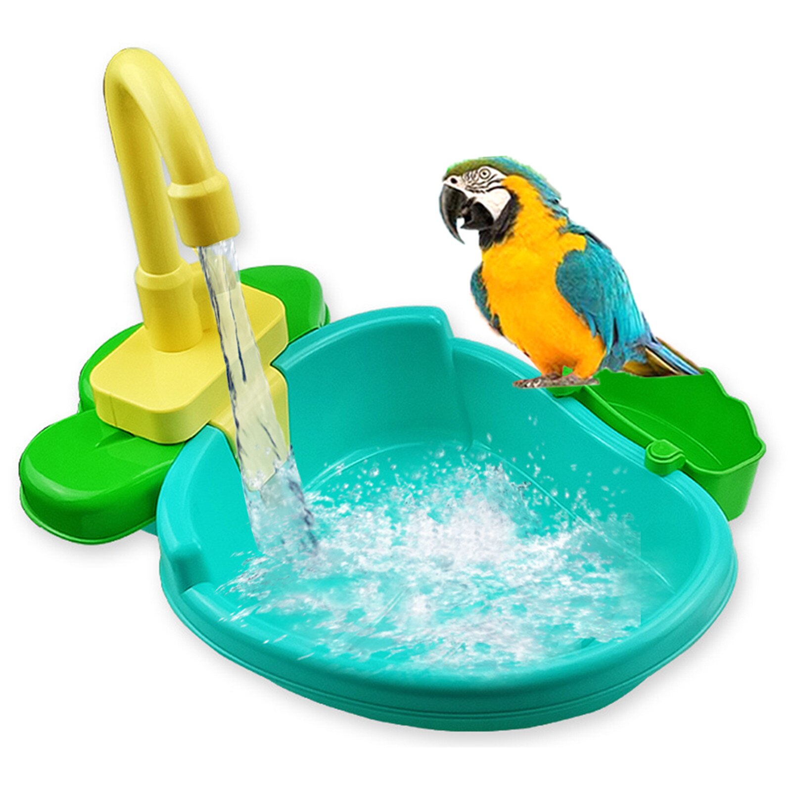 Birds Automatic Bathtub Bird Bath Tub Parrot with Faucet Bird Shower Bathing Tub Bird Feeder Bowl Parrot Automatic Bathtub Pool