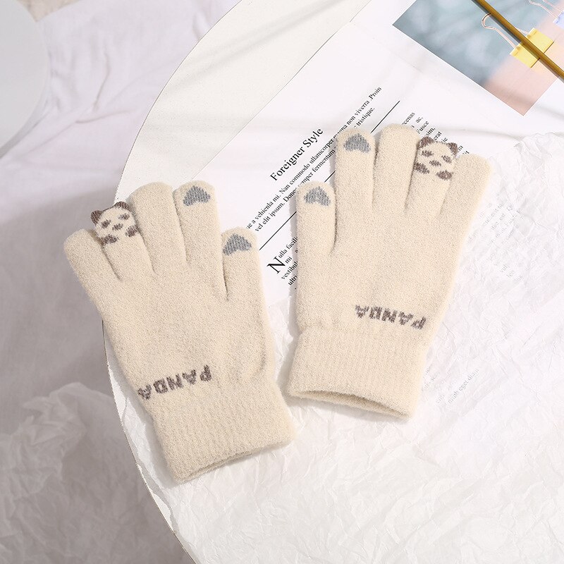 Gants d&#39;hiver pour femmes, avec Panda de dessin animé, en velours, pour garder au et au froid, pour le cyclisme en plein air, le ski, coupe-vent