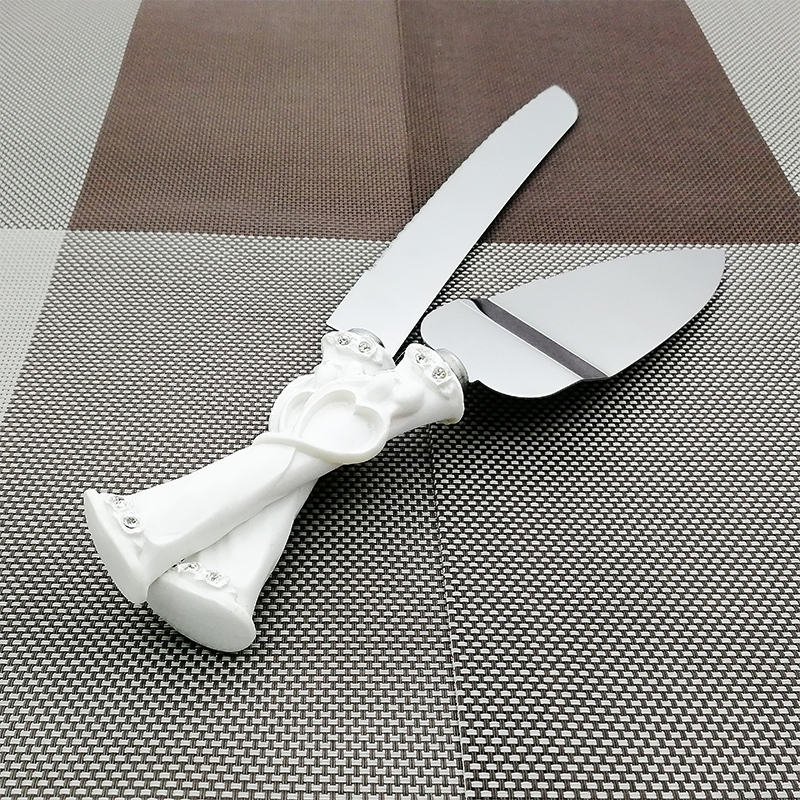 2pcs Stainless Steel cake decorating tools Cutter Server Set Wedding Birthday cake knife Handle Party Decoration Bread Scraper