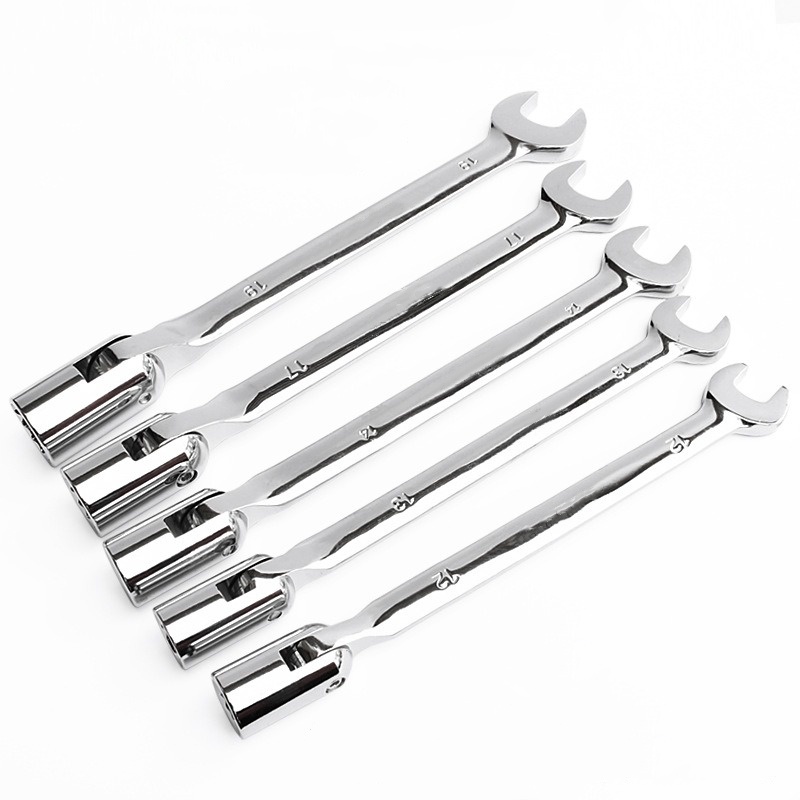 Herramienta de llave de tubo giratoria de doble extremo, juego de enchufes de actividad, herramientas, llave de tubo Flexible de cabeza giratoria métrica, herramienta de acero CRV