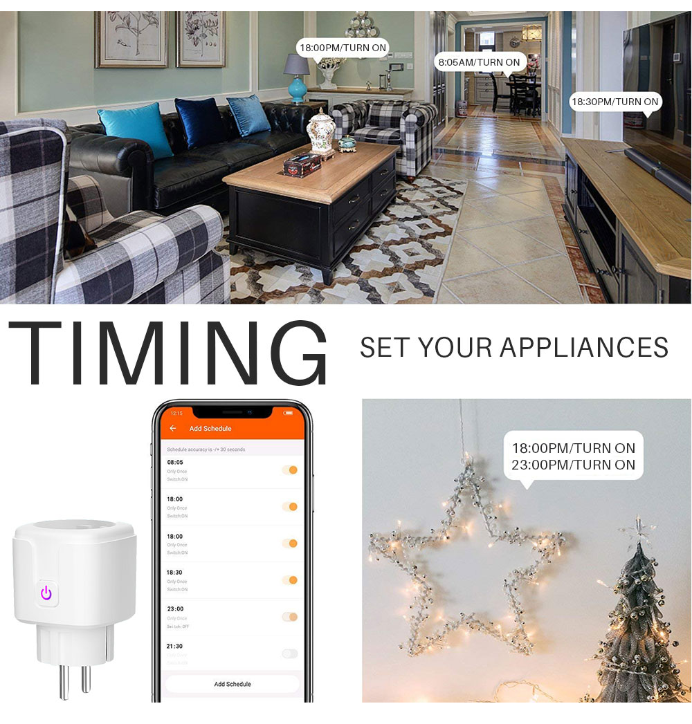 Tuya 16A Smart Plug Wifi Socket Eu Power Monitor Timing Functie Smart Leven App Afstandsbediening Werkt Met Alexa Google assistent