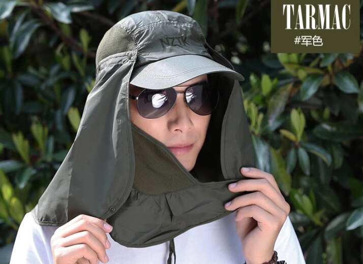 Mens Wandelen Vissen Hoed Outdoor Sport Zon Nek Bescherming Gezicht Cap Brede Rand