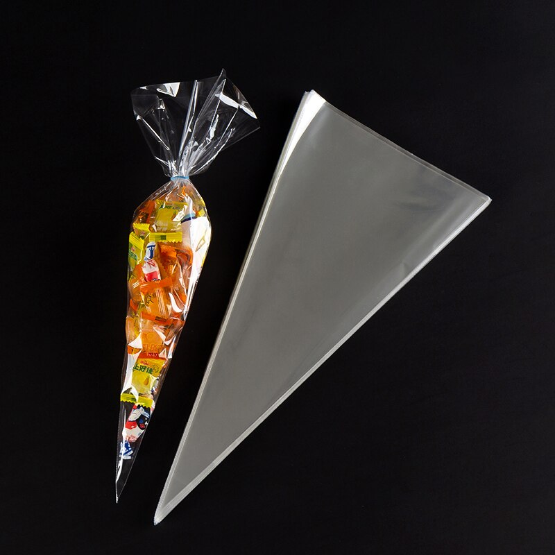 100pcs Triangle Candy Bag Self-adhesive Cookie Bag Valentine's Day Bag Children's Day Year Party Candy Food Packag