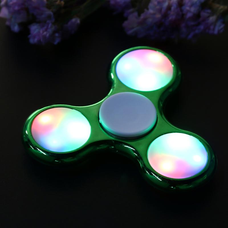 Children Autism Fingertip Gyroscope Rotation Hand Spinner Aluminum Alloy with LED Toy Kids Fidget Spinner Stress Relief Toy Boy