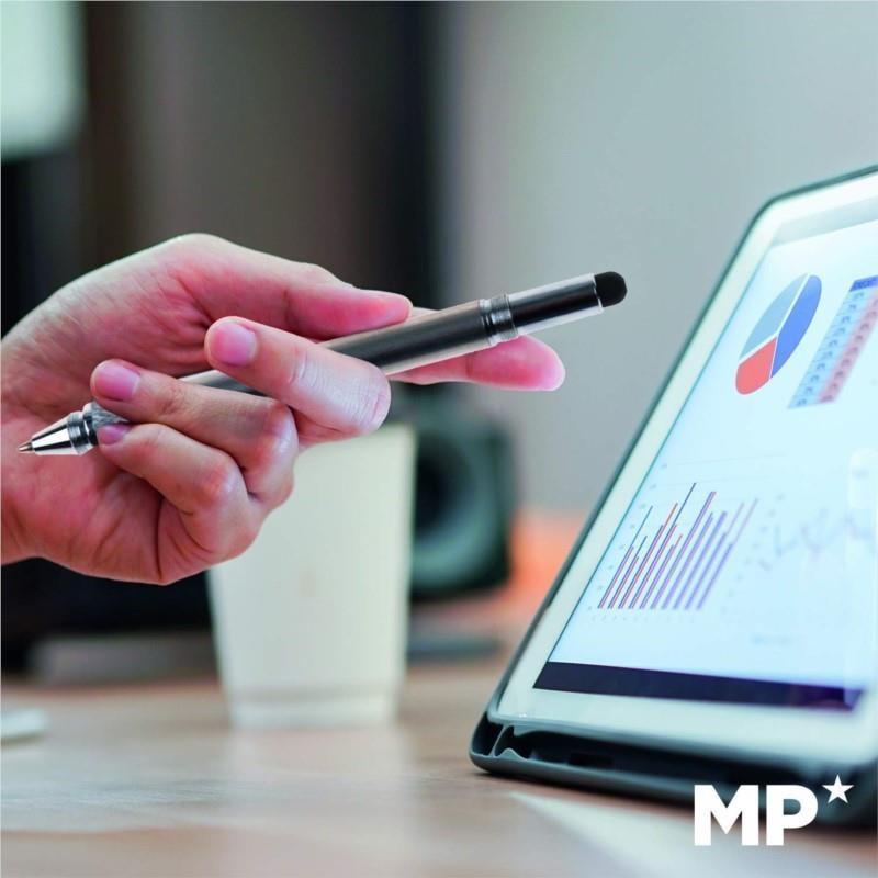 MP® Bolígrafo Multifuncional 4 en 1 con 3 Herramientas Regla Puntero Soporte para Móvil Escritura Práctico Estudiantes Suministros Material Escolar Oficina Papelería Escuela Punta 1mm
